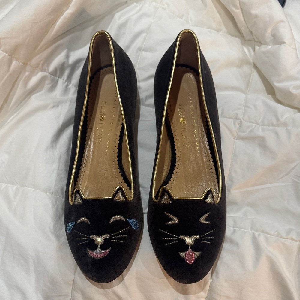 Charlotte Olympia Black Cat Face Flats